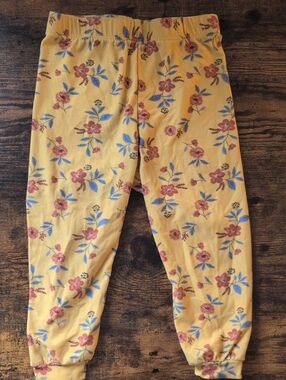 5/$25 MONKEY BARS Baby Floral Yellow Knit Pants - 24M